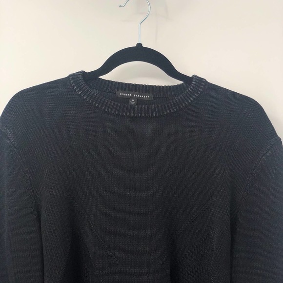 Robert Barakett Rib Knit Pullover Sweater Long Sleeve Crewneck Black Size Medium - Picture 2 of 9